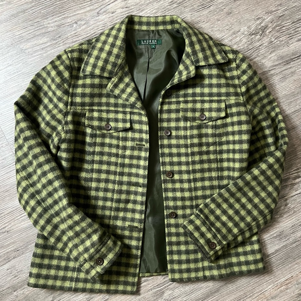 Ralph Lauren Olive Checkered  women’s blazer size small